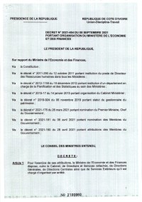 Image of DÉCRET PRÉSIDENTIEL – organisation du Cabinet Ministêriel 2011